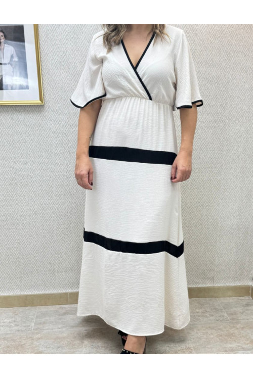 Vestido bicolor escote cruzado