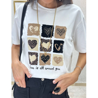 Camiseta print cora blanco