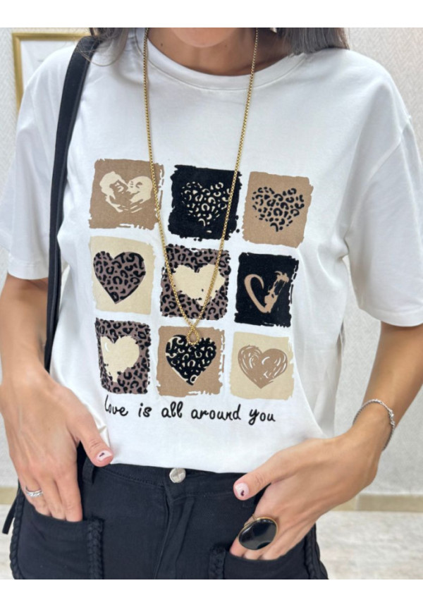Camiseta print cora blanco