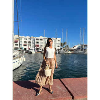 Vestido globo vichy-