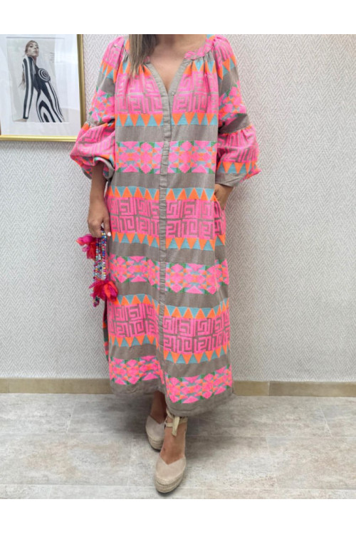 Vestido etnico fluor