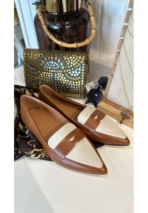 mocasin bicolor biege-