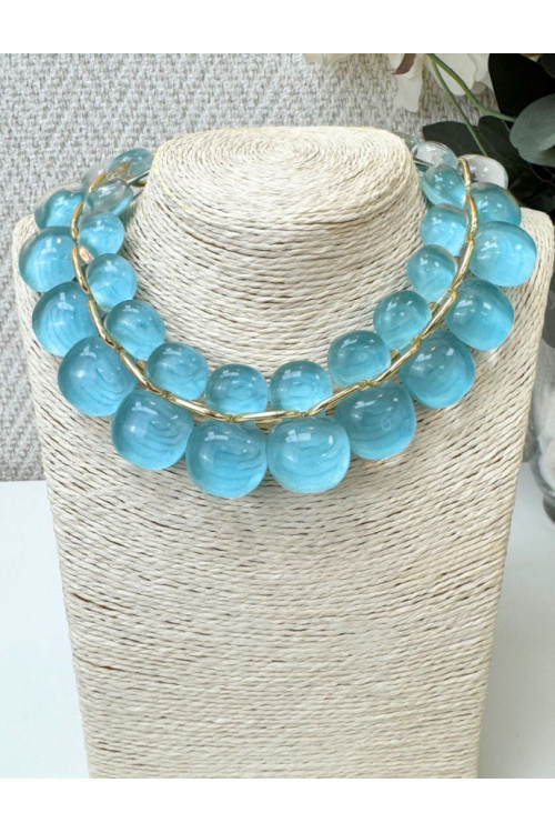 Collar de esferas acrílicas turquesa