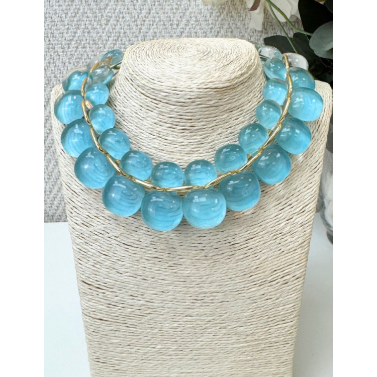 Collar de esferas acrílicas turquesa