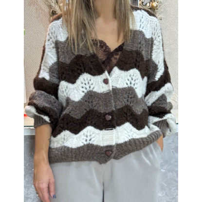 Cardigan lana tricolor