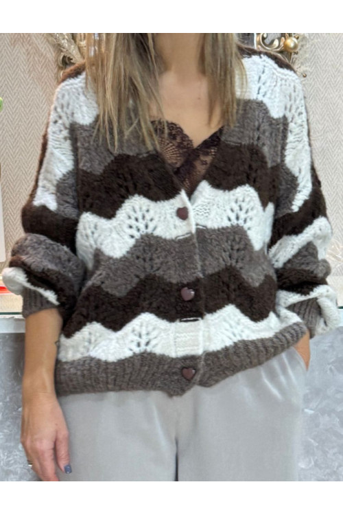 Cardigan lana tricolor