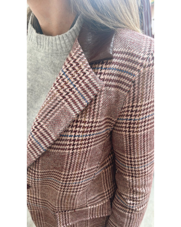 Blazer cuello piel-