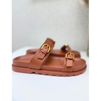 Sandalia hebillas camel