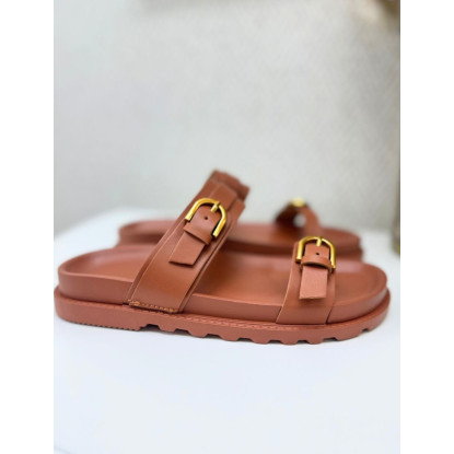 Sandalia hebillas camel