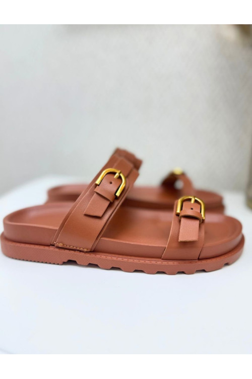 Sandalia hebillas camel
