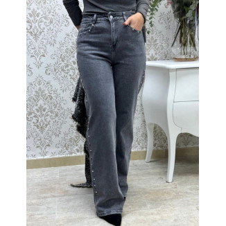 Vaquero tachas gris wideleg