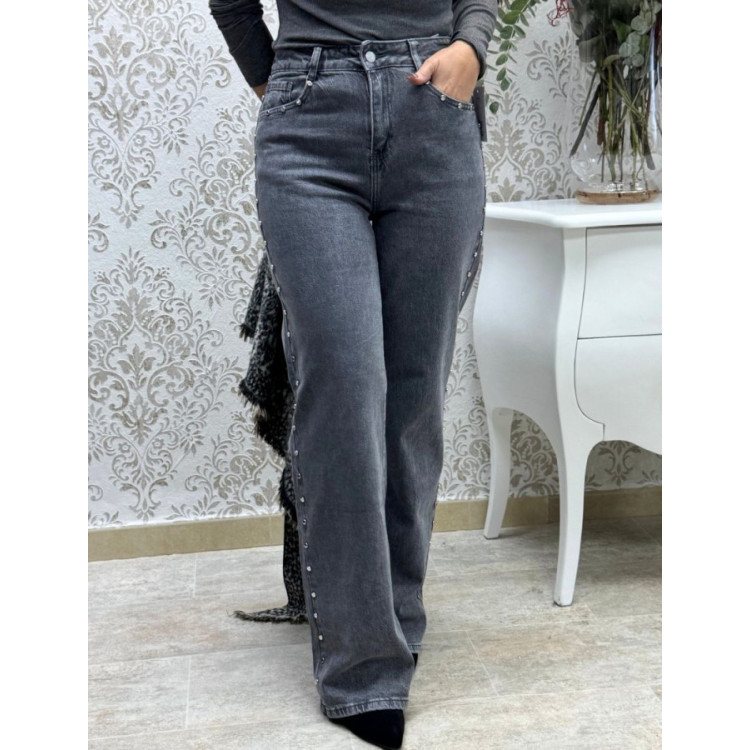 Vaquero tachas gris wideleg