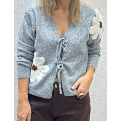 Chaqueta punto flor 3d