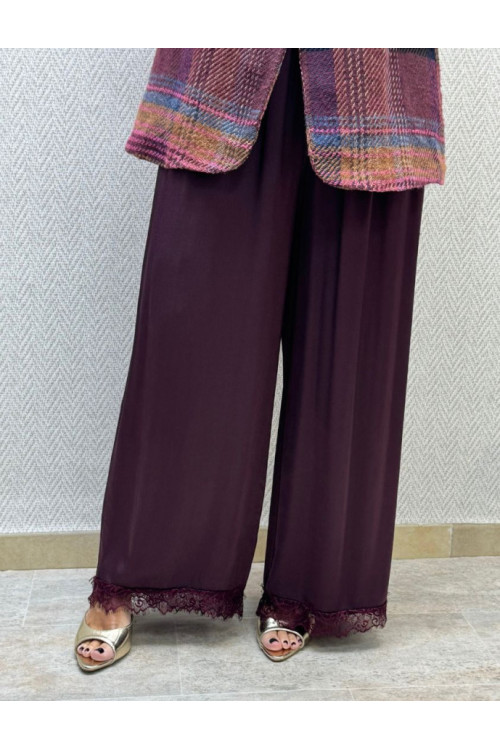 Pant satén bajo encaje