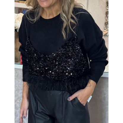 Jersey lentejuelas plumas Jersey lentejuelas plumas