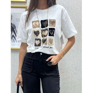 Camiseta print cora blanco