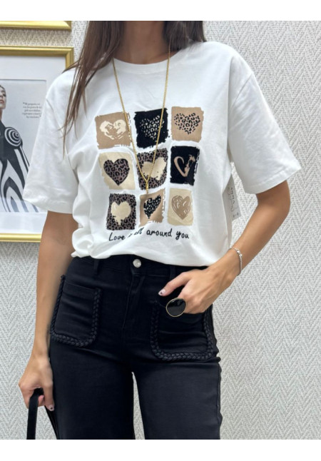 Camiseta print cora blanco