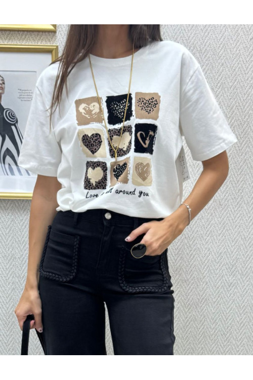 Camiseta print cora blanco