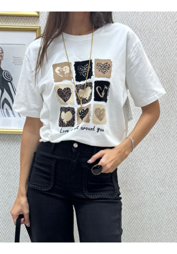 Camiseta print cora blanco