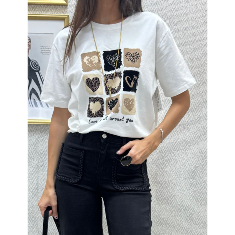 Camiseta print cora blanco