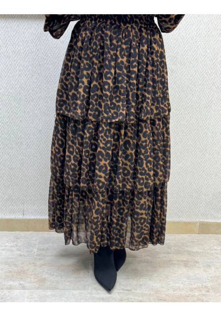 Falda print volantes 