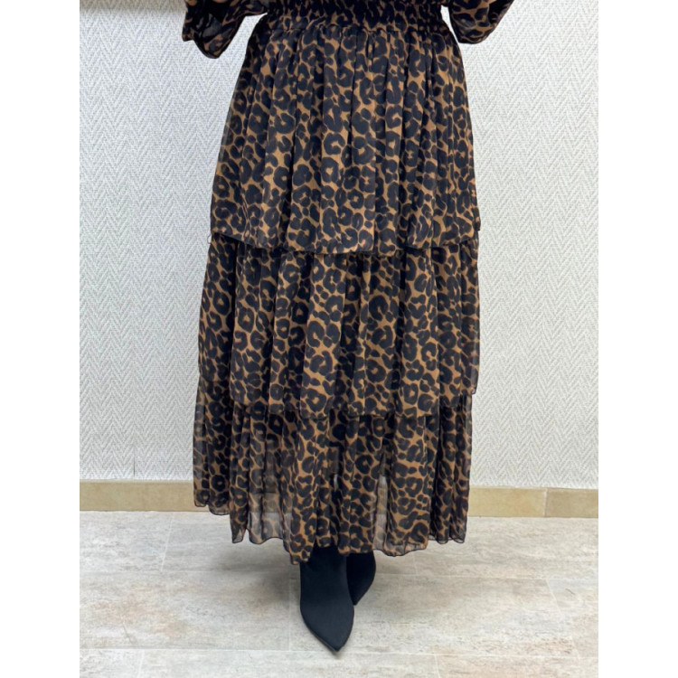 Falda print volantes 