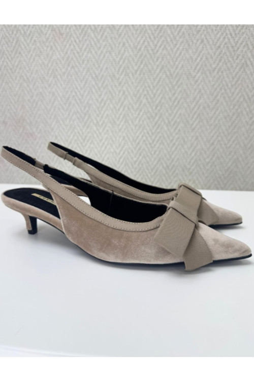 Destalonado terciopelo beige lazo