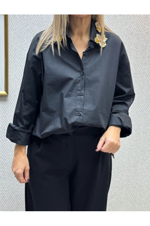 Camisa cuello flor gold