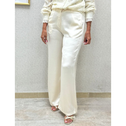 Pantalón satinado crudo