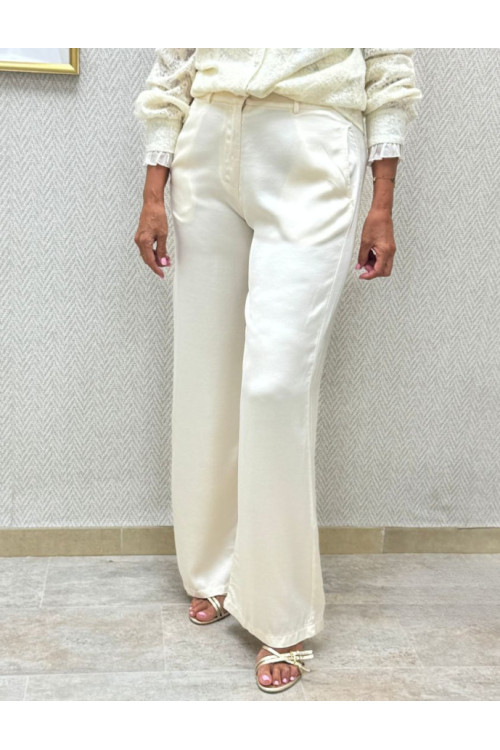 Pantalón satinado crudo