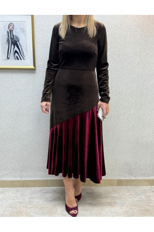 Vestido terciopelo  bicolor