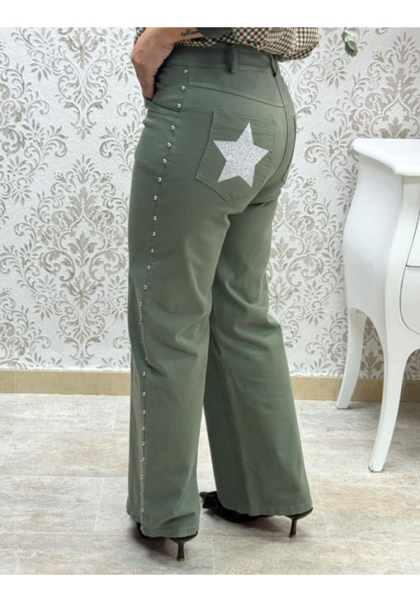 vaquero tachas verde estrella
