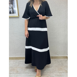 Vestido bicolor escote cruzado