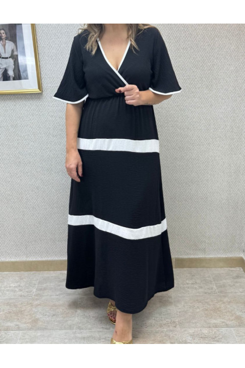 Vestido bicolor escote cruzado