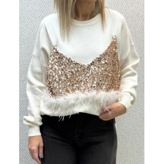 Jersey lentejuelas plumas 