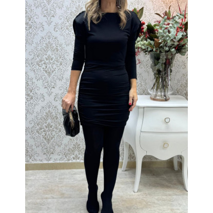 Vestido drapeado hombreras