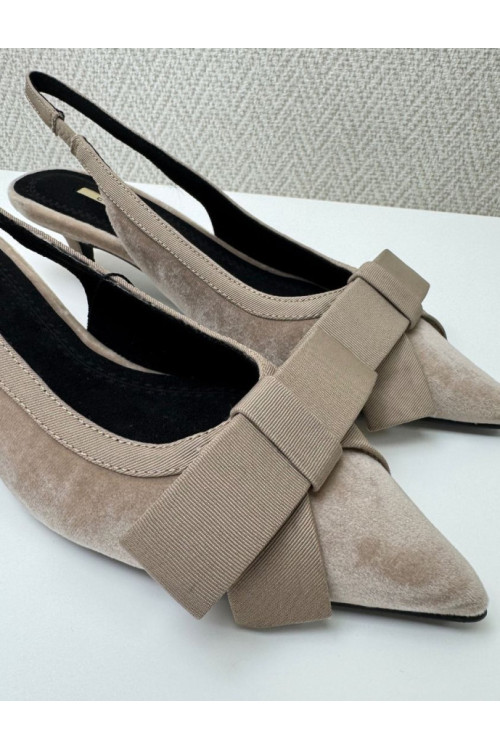 Destalonado terciopelo beige lazo