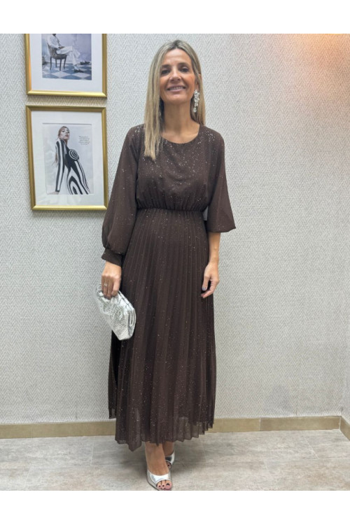 Vestido plisado brillos