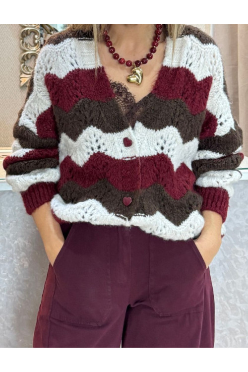 Cardigan lana tricolor