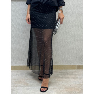 Falda brillos negra