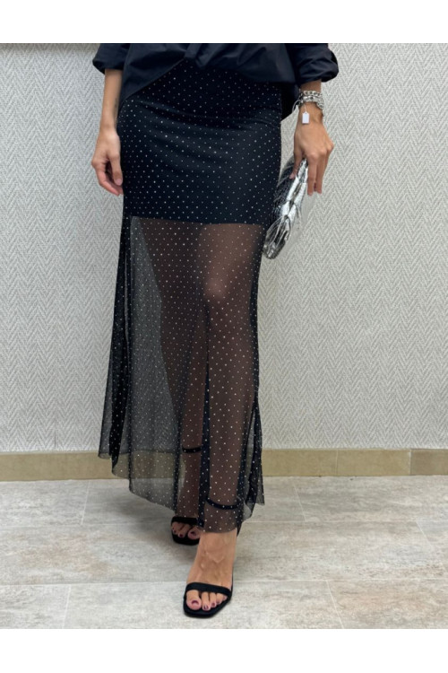 Falda brillos negra