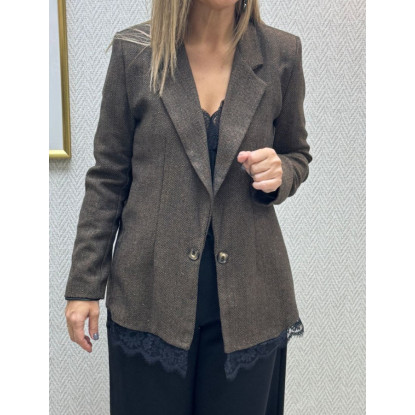 Chaqueta paño gallo encajes