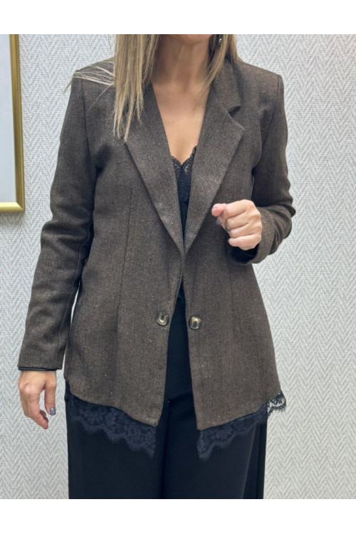 Chaqueta paño gallo encajes