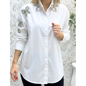 Camisa broche lazos blanca