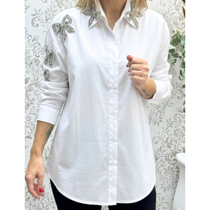 Camisa broche lazos blanca