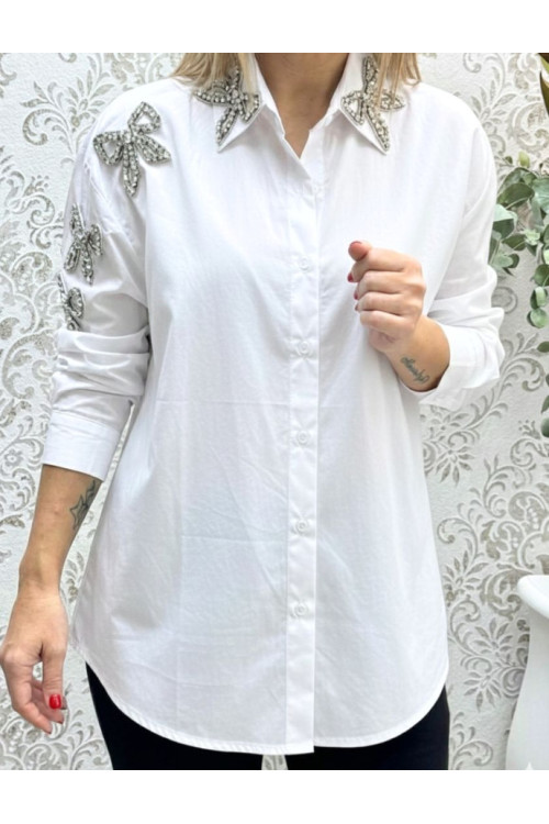 Camisa broche lazos blanca