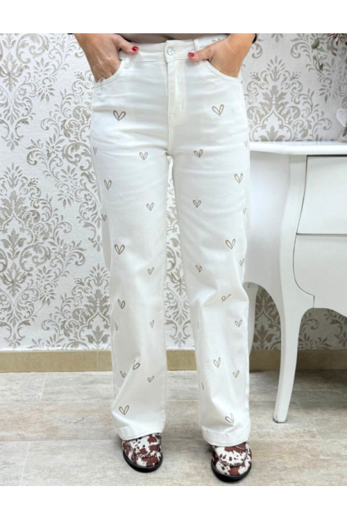 Pant blanco corazones