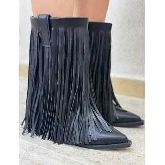 Bota flecos negra 