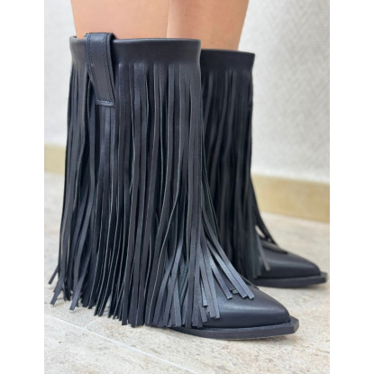 Bota flecos negra 