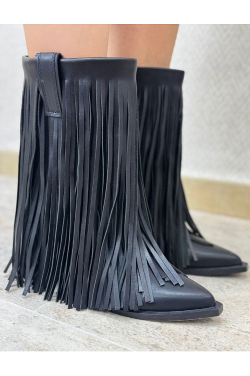 Bota flecos negra 